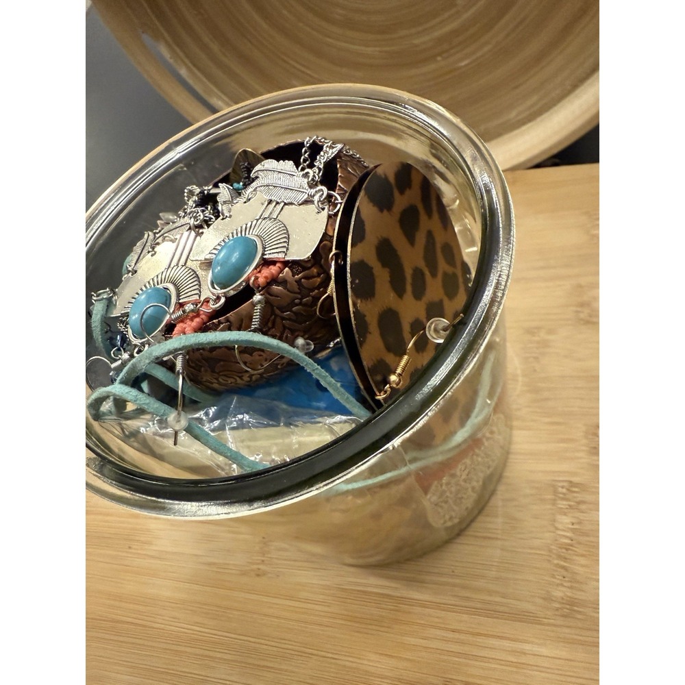Western Inspired Mystery Jewelry Jar Turquoise & Silver Colored All Wearable - Picture 12 of 13